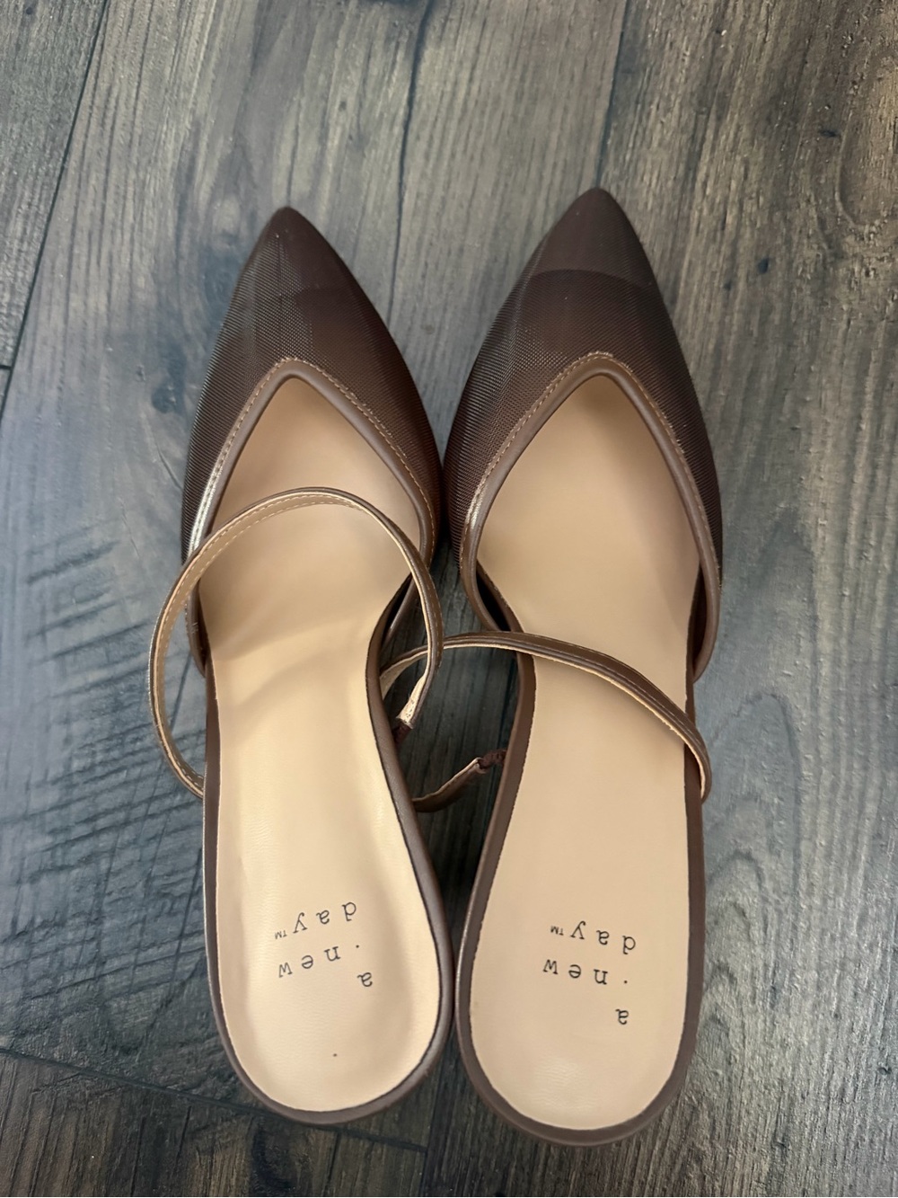 a new day Brown Pointed Toe Mary Jane Flats
